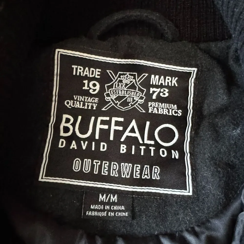 Buffalo David Bitton Jacket Mens Medium Gray Wool Blend Overcoat‎ Insulated